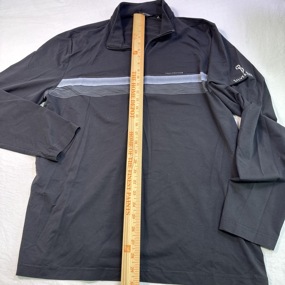 Travis Mathew 1/4 Polo Shirt Mens XL BLACK STRIPE Long Sleeve Stretch Golf - Picture 5 of 8